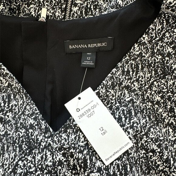 Banana Republic Black Pattern Inset Illusion Slimming Dress NWT NEW 12T 12 Tall - Picture 5 of 5